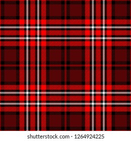Plaid check seamless pattern in red colors. Abstract mdoern fabric texture tartan ornament endless print. Vector background.