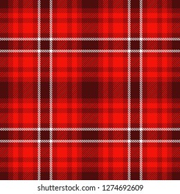 Plaid check seamless pattern in red colors. Abstract mdoern fabric texture tartan ornament endless print. Vector background.
