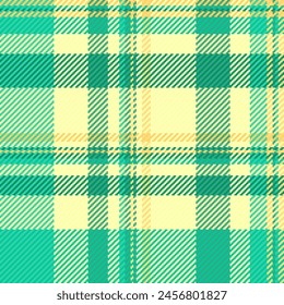 Plaid check tartan of pattern vector fabric with a background textile texture seamless in teal and light colors.