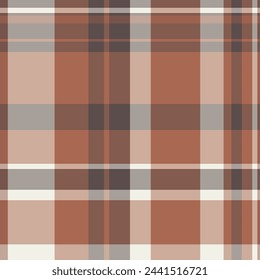 Plaid check texture of vector textile tartan with a fabric background pattern seamless in red and light colors.