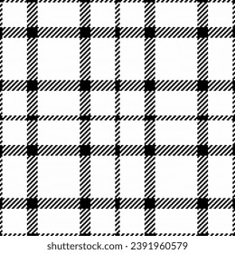 Vector de verificación de la textura del fondo tartán con un patrón de tela sin costura en colores blanco y negro.