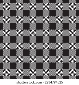 Plaid checkered background, black and white seamless pattern