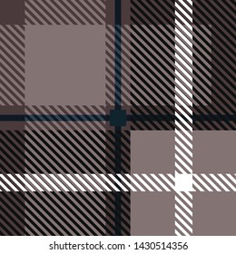 Plaid Checkered Fabric Pattern in Black gray tone EPS 10 vector and illustration.