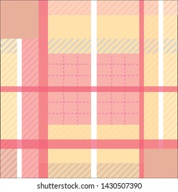Plaid Checkered Fabric Pattern in pink and white EPS 10 vector and illustration.