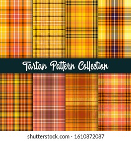 Plaid Checkered Fabric Pattern and seamless orange collection.