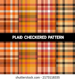 Plaid Checkered Fabric Pattern and seamless Orange collection for Fabric Textile Wallpaper.