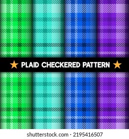 Plaid Checkered Fabric Pattern and seamless Colors Mint Green Turquoise Cornflower Blue Purple Heart