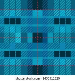 Plaid Checkered Fabric Pattern in shades of blue tone EPS 10 vector and illustration.