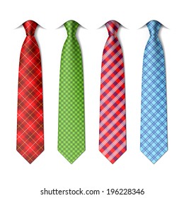 Plaid, checkered silk ties template. Easy editable colors - vector.