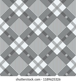Plaid checkered tartan seamless pattern in black and white colors. Vector eps10