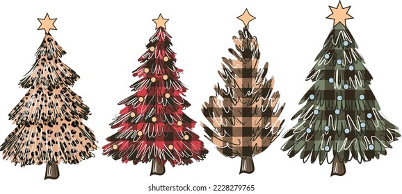 
Plaid And Cheetah Christmas Trees