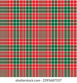 Plaid Chrismas Pattern, In Red and Green Seamless Scottish Tartan, Digital Paper or Fabric Textile Download