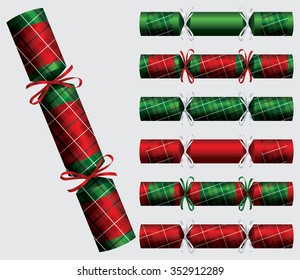 Plaid Christmas cracker set in vector format.