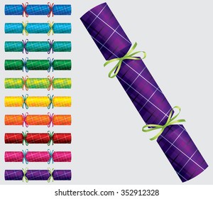 Plaid Christmas cracker set in vector format.