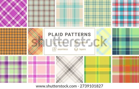 Plaid collection adapted for modern design workflows. Traditional tartan patterns meet contemporary fashion production standards. Seamless vectors ensure usability.