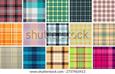 Plaid collection for bespoke tailoring and small fashion studios. Vector patterns suit custom garments, scarves, accessories, and digital mockups.
