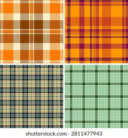 Plaid collection ideal for diary kits. Coordinated tartan repeats create cohesive and visually appealing printed sets. Vector format allows resizing.