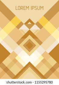Plaid cover page layout vector template geometric design with triangles and stripes pattern. Ethnic brazil motifs. Striped bauhaus pattern vector cover design. Cool geometry.