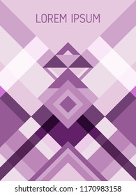 Plaid cover page layout vector template geometric design with triangles and stripes pattern. Festive brazilian motifs. Striped bauhaus pattern vector cover design. Trendy geometry.