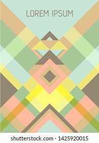 Plaid cover page layout vector template geometric design with triangles and stripes pattern. Ethnic brazilian motifs. Striped bauhaus pattern vector cover design. Trendy geometry.