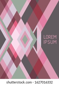 Plaid cover page layout vector template geometric design with triangles and stripes pattern. Folklore brazilian motifs. Striped bauhaus pattern vector cover design. Modern stripes, triangles.