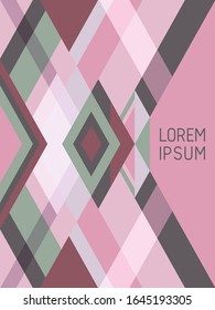 Plaid cover page layout vector template geometric design with triangles and stripes pattern. Folklore brazil motifs. Striped bauhaus pattern vector cover design. Simple stripes, triangles.