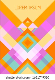 Geometrisches Design der Vektorillustration mit Deckblatt-Layout mit Streifen und Dreiecke. Festliche brasilianische Motive. Gestreiftes Bauhaus-Vektorillustration-Cover-Design. Trendgeometrie.