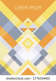 Plaid cover page layout vector template geometric design with triangles and stripes pattern. Carnival brazil motifs. Striped bauhaus pattern vector cover design. Cool geometry.