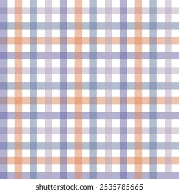 Plaid Design in Purple Orange and Tan on a White background creating a seamless pattern print background