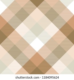 Plaid diagonal fabric texture seamless pattern. Vector illustration.