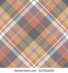 Plaid diagonal fabric texture seamless pattern. Flat design. Vector illustration.