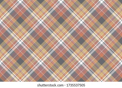 Plaid diagonal fabric texture seamless pattern. Flat design. Vector illustration.