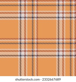 Plaid fabric background of textile texture check with a tartan pattern seamless vector in orange and white colors.