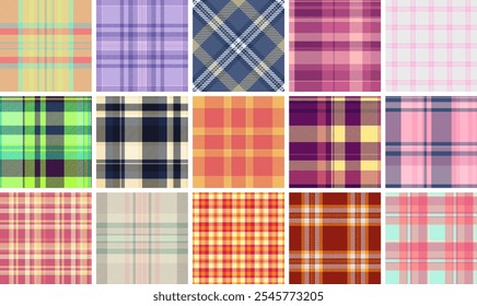 Plaid fabric designs with square checks and horizontal stripes, perfect for rustic fashion, celtic patterns, and classic British textiles.