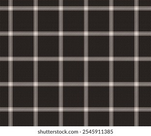 Plaid fabric pattern, black, brown, white, fashionable, seamless for textiles, and for designing clothes, skirts, pants or decorative fabrics. Vector illustration.