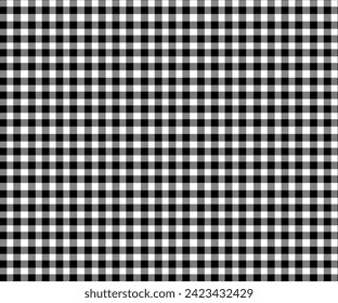 Plaid fabric pattern, black, white. Seamless background for textiles, design of clothes, skirts, pants, bags or decorative fabric. Vector illustration.