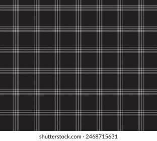 Plaid fabric pattern, black, white, seamless for textiles and design of clothing, skirts, pants or decorative fabric. Vector illustration.