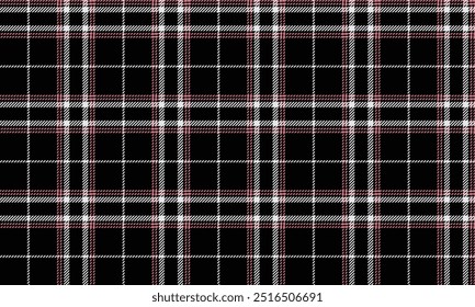 Patrón de tela a cuadros, negro, blanco, rosa, belleza sin costuras excepcional para la materia textil, y para el diseño de ropa, faldas o tela decorativa. Ilustración vectorial.