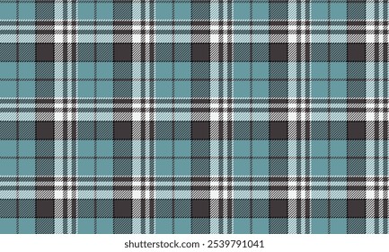 Patrón de tela a cuadros, azul, negro, blanco, primavera brillante sin costuras para textiles y para diseñar ropa, faldas, pantalones, vida cotidiana o tela decorativa. Ilustración vectorial.