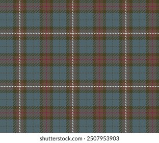 Plaid fabric pattern, blue, green, brown, white, pink, seamless for textile and design clothes skirt pants apron tablecloth blanket or decoration. Vector illustration.