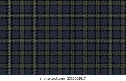 Plaid Stoffmuster, blau, grün, schwarz, weiß, nahtlos, Kreuzlinienmuster, Gitter, für Textilien, und für die Gestaltung von Kleidung, Röcken, Hosen oder dekorativen Stoff. Vektorgrafik.