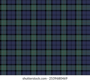 Padrão de tecido xadrez, azul, verde, preto, amarelo, luxo moderno sem costura para têxteis, e para projetar roupas, saias, calças ou tecidos decorativos. Ilustração vetorial.