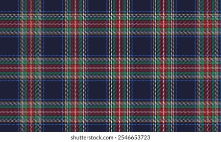 Plaid fabric pattern, blue, green, red, white, seamless modern luxury for textiles, and for designing clothes, skirts, pants or decorative fabrics. Vector illustration.