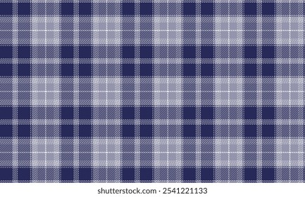 Plaid fabric pattern, blue, white, seamless modern cross lines for textiles, and for designing clothes, skirts or decorative fabrics. Vector illustration.