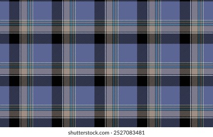 Plaid fabric pattern, blue, yellow, green, seamless for textile and design clothes skirt pants apron tablecloth blanket or decoration. Vector illustration.