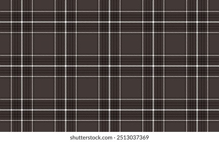 Padrão de tecido xadrez, marrom, preto, branco, sem costura para roupas têxteis e design calças de saia avental cobertor de toalha de mesa ou decoração. Ilustração vetorial.