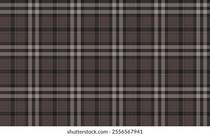 Plaid fabric pattern, brown, black, gray, seamless for textile and design clothes skirt pants apron tablecloth blanket or decoration. Vector illustration.