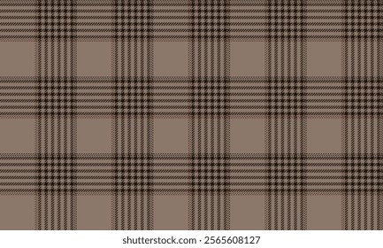 Plaid fabric pattern, brown, black, elegant seamless lattice cross lines for textiles, and for designing clothes, skirts or decorative fabrics. Vector illustration.
