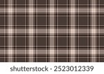 Plaid fabric pattern, brown, cream, seamless, neat crisscross pattern, for textiles, and for designing clothes, skirts or decorative fabrics. Vector illustration.