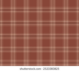 Padrão de tecido xadrez, marrom, creme, sem costura para têxteis e para projetar roupas, saias ou tecidos decorativos. Ilustração vetorial.